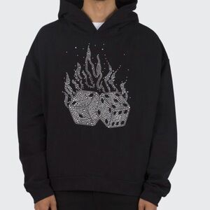MNML *NWT* Oversize Hoodie with Rhinestone Dice Design